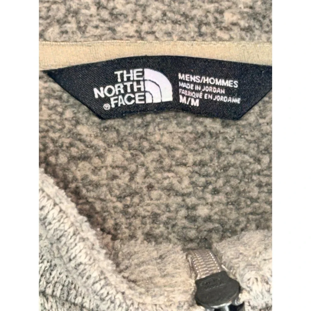 The North Face Mens Medium Fleece Pullover Top Quarter Zip Tan Speckled‎